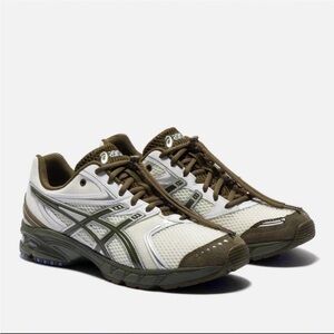 ASICS Men's Athletic Sneakers in White and Olive Green